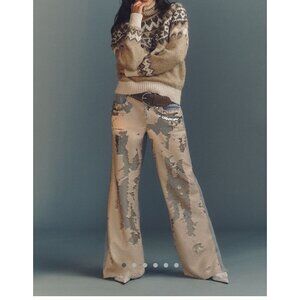 Pilcro High Rise Wide Leg Sequin Skater Jeans 100% Cotton Denim & Embellishments